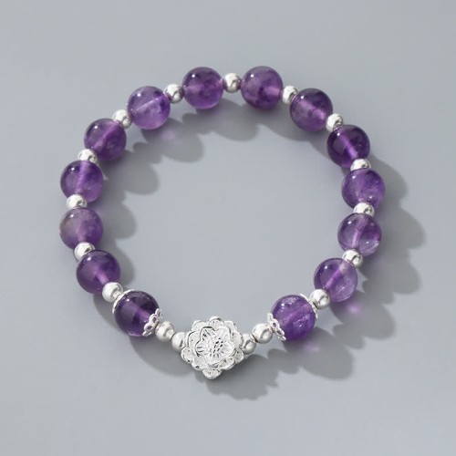 925 Silver Amethyst Lotus Spiritual Bracelet 925 Silver Amethyst Lotus Spiritual Bracelet