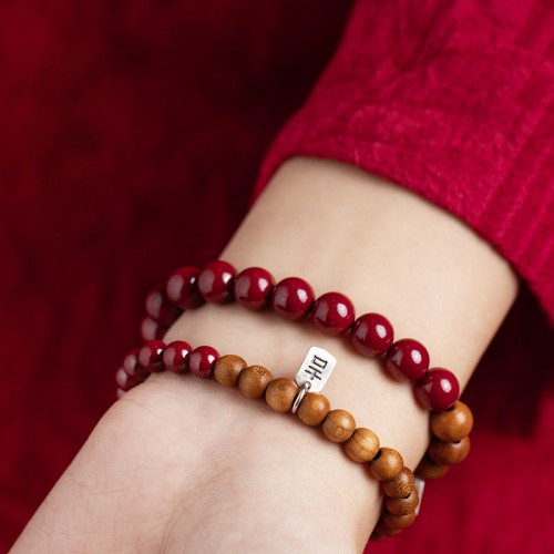 925 Sterling Silver Peach Wood Cinnabar Evil Spirit Bracelet 925 Sterling Silver Peach Wood Cinnabar Evil Spirit Bracelet