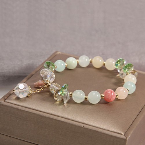 Cat's Eye Pink Crystal Peace Charm Bracelet Cat's Eye Pink Crystal Peace Charm Bracelet