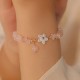 Gold-Plated Pink Crystal Flower Love Bracelet Gold-Plated Pink Crystal Flower Love Bracelet