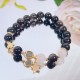 Natural Silver Sheen Obsidian Heart Star Flower Protection Bracelet
