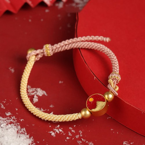 Mountain & Sea Engraved Luck Couple Bracelet