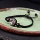 Silver Sheen Obsidian Cat Paw Protection Rope Bracelet Silver Sheen Obsidian Cat Paw Protection Rope Bracelet