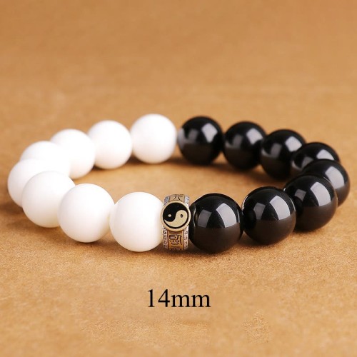 925 Sterling Silver Black Obsidian White Shell Yin Yang Bracelet 925 Sterling Silver Black Obsidian White Shell Yin Yang Bracelet