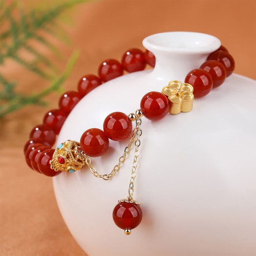 Red Agate White Agate Peach Blossom Self-Acceptance Bracelet Red Agate White Agate Peach Blossom Self-Acceptance Bracelet