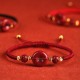 Handmade Lotus Cinnabar Blessing Braid Bracelet