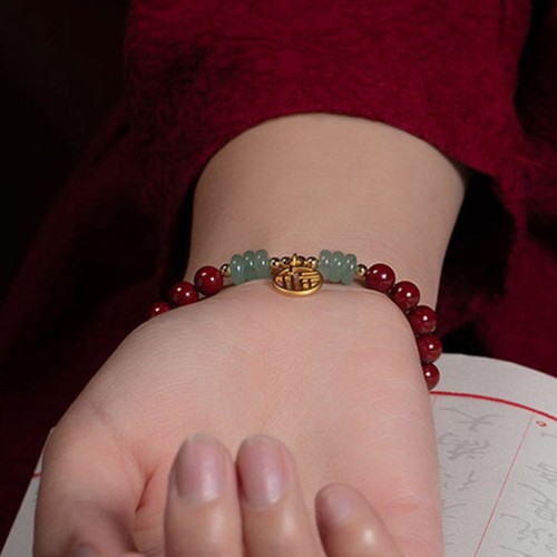 Cinnabar Green Aventurine Luck Blessing Bracelet