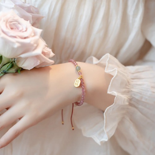 Strawberry Quartz Garnet Jade Fortune Healing Bracelet Strawberry Quartz Garnet Jade Fortune Healing Bracelet