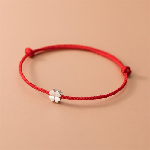 925 Silver Four Leaf Clover Red Rope Bracelet 925 Silver Four Leaf Clover Red Rope Bracelet