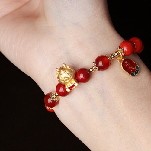 Year of the Dragon Cinnabar Ingot Protection Bracelet Year of the Dragon Cinnabar Ingot Protection Bracelet
