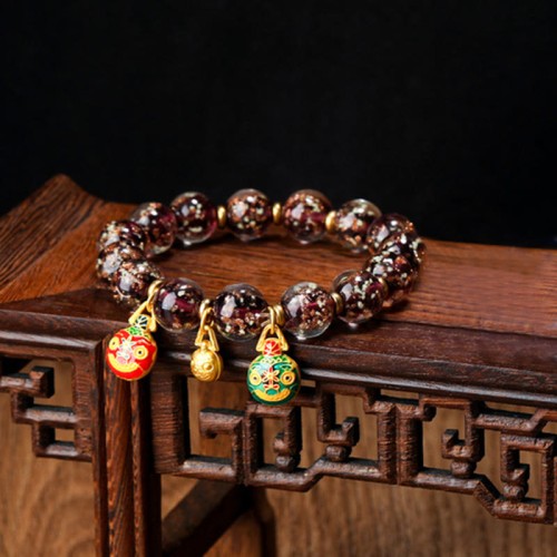 Gold Swallowing Beast Fluorescent Liuli Glass Success Bracelet Gold Swallowing Beast Fluorescent Liuli Glass Success Bracelet