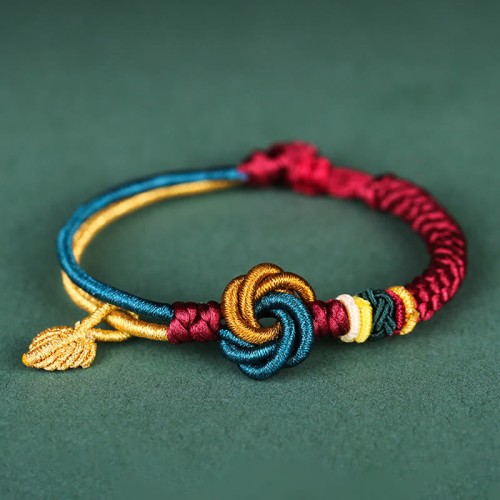 Tibetan Mandala Knot Leaf Luck Rope Bracelet Tibetan Mandala Knot Leaf Luck Rope Bracelet