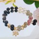 Natural Silver Sheen Obsidian Heart Star Flower Protection Bracelet
