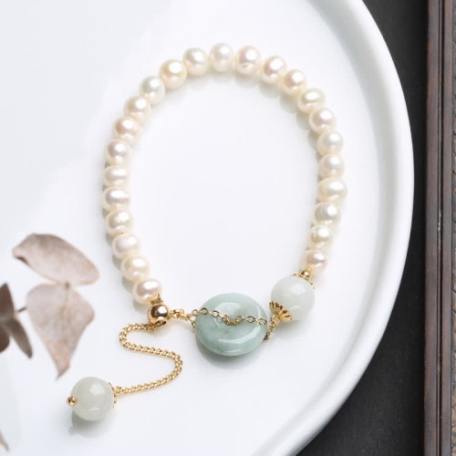 Natural Jade Pearl Prosperity Luck Bracelet Natural Jade Pearl Prosperity Luck Bracelet