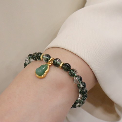 Green Phantom Confidence Gourd Buddha Charm Bracelet
