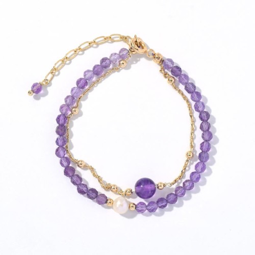 14K Gold Plated Amethyst Crystal Healing Chain Bracelet 14K Gold Plated Amethyst Crystal Healing Chain Bracelet