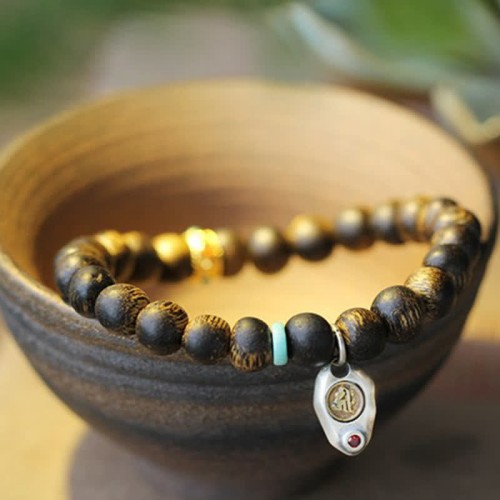 Vietnam Qinan Agarwood Turquoise Balance Strength Bracelet Vietnam Qinan Agarwood Turquoise Balance Strength Bracelet