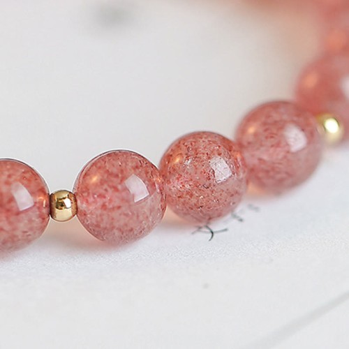 14K Gold Plated Strawberry Quartz Fu Charm Bracelet 14K Gold Plated Strawberry Quartz Fu Charm Bracelet