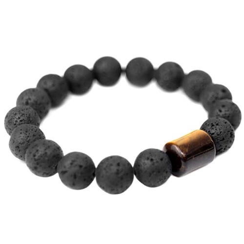 Lava Rock Ebony Wood Tiger Eye Bracelet Lava Rock Ebony Wood Tiger Eye Bracelet