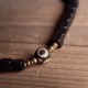 Ebony Wood Dzi Bead Copper Peace Couple Bracelet Ebony Wood Dzi Bead Copper Peace Couple Bracelet