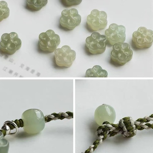 Plum Blossom Jade Prosperity Braided Bracelet