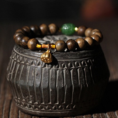 999 Gold Brunei Agarwood Cyan Jade Lotus Bracelet 999 Gold Brunei Agarwood Cyan Jade Lotus Bracelet