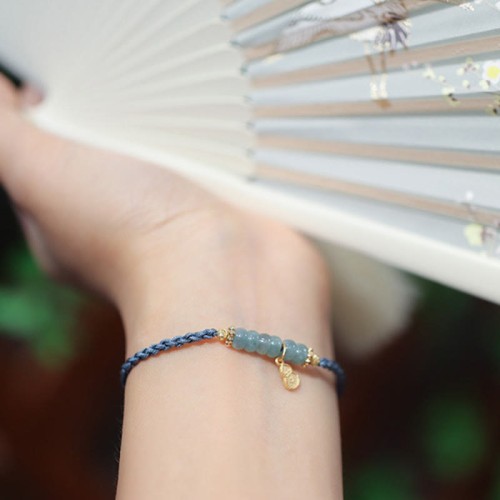 925 Silver Natural Jade Gourd Rutilated Quartz Fu Character Bracelet 925 Silver Natural Jade Gourd Rutilated Quartz Fu Character Bracelet