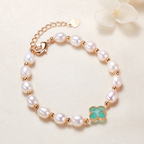 Pearl Four Leaf Clover Wealth Bracelet Pearl Four Leaf Clover Wealth Bracelet