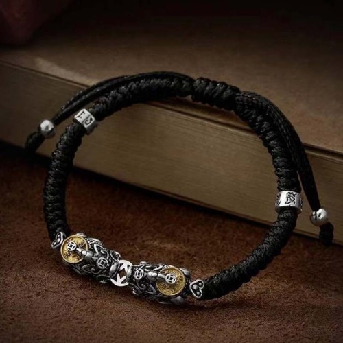 925 Silver PiXiu Prosperity Braided String Bracelet 925 Silver PiXiu Prosperity Braided String Bracelet