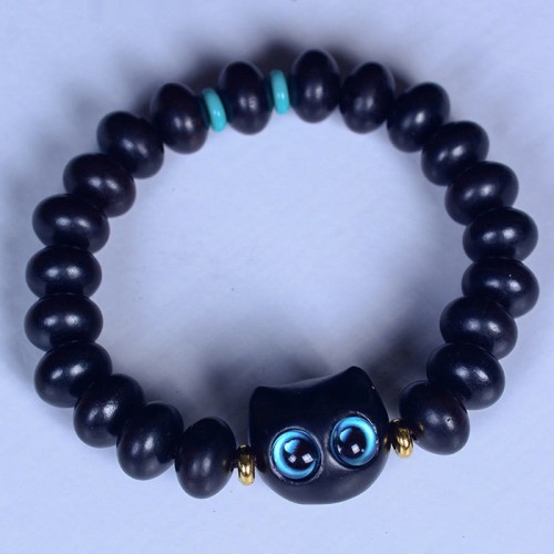 Ebony Wood Liuli Glass Lovely Cat Balance Bracelet Ebony Wood Liuli Glass Lovely Cat Balance Bracelet