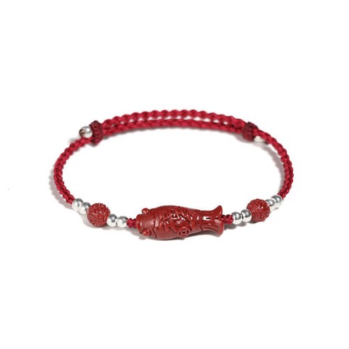 925 Silver Koi Fish Cinnabar Copper Coin Bracelet 925 Silver Koi Fish Cinnabar Copper Coin Bracelet