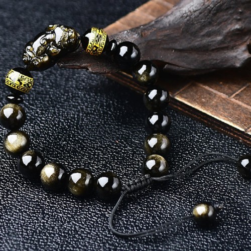 Gold Sheen Obsidian PiXiu Wealth Bracelet Gold Sheen Obsidian PiXiu Wealth Bracelet