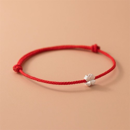 925 Silver Four Leaf Clover Red Rope Bracelet 925 Silver Four Leaf Clover Red Rope Bracelet