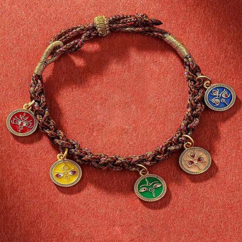 Tibetan Five God of Wealth Thangka Luck Bracelet Tibetan Five God of Wealth Thangka Luck Bracelet
