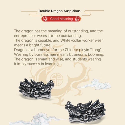 999 Sterling Silver Double Dragon Luck Bracelet