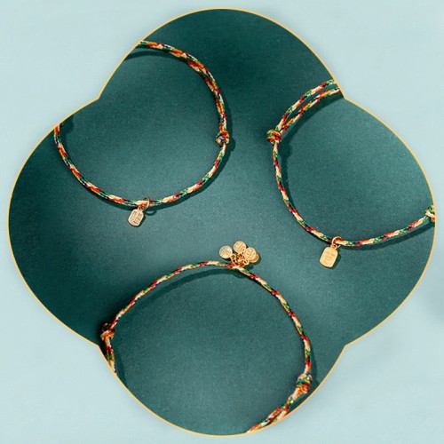 Fu Character Peace and Joy Luck Handmade Multicolored Bracelet