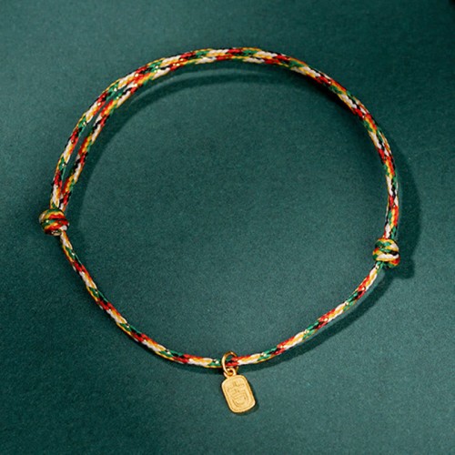 Fu Character Peace and Joy Luck Handmade Multicolored Bracelet