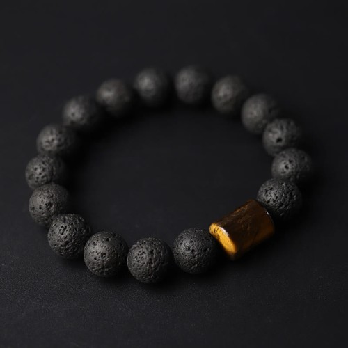 Lava Rock Ebony Wood Tiger Eye Bracelet Lava Rock Ebony Wood Tiger Eye Bracelet