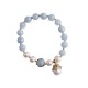 Aquamarine Pearl Healing Lucky Cat Charm Bracelet Aquamarine Pearl Healing Lucky Cat Charm Bracelet