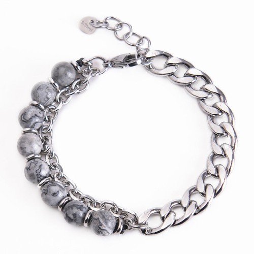Tiger Eye Picasso Jasper Frosted Stone Strength Bracelet