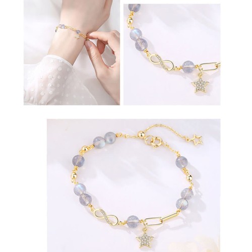 14K Gold Plated Strawberry Quartz M枚bius Loop Bracelet