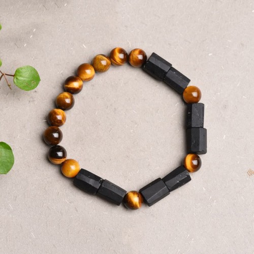 Black Tourmaline Tiger Eye Positive Bracelet