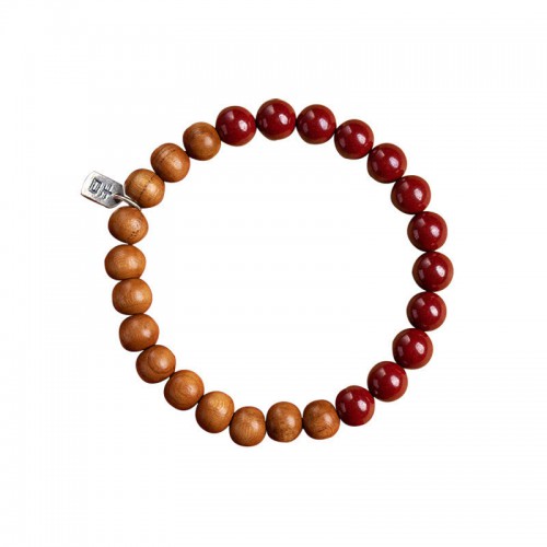 925 Sterling Silver Peach Wood Cinnabar Evil Spirit Bracelet 925 Sterling Silver Peach Wood Cinnabar Evil Spirit Bracelet