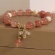 Strawberry Quartz Pearl Zircon Honeybee Positive Charm Bracelet