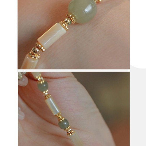 14K Gold Plated Hetian Jade Bamboo Bracelet 14K Gold Plated Hetian Jade Bamboo Bracelet