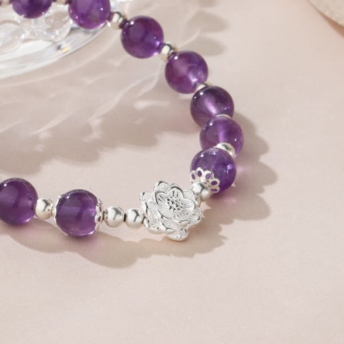 925 Silver Amethyst Lotus Spiritual Bracelet 925 Silver Amethyst Lotus Spiritual Bracelet