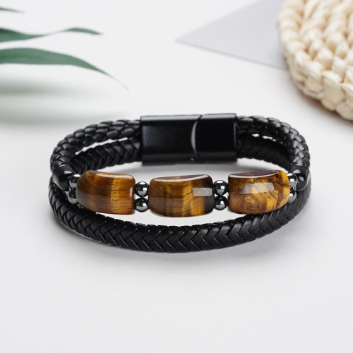 Tiger Eye Protection Willpower Leather Bracelet Tiger Eye Protection Willpower Leather Bracelet