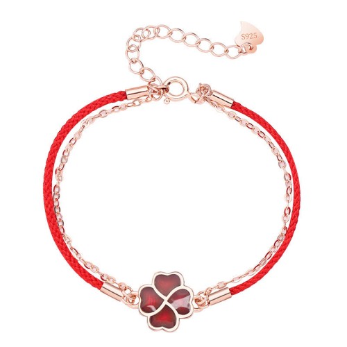925 Sterling Silver Color-changing Four Leaf Clover Bracelet 925 Sterling Silver Color-changing Four Leaf Clover Bracelet