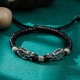 999 Sterling Silver Double Dragon Luck Bracelet