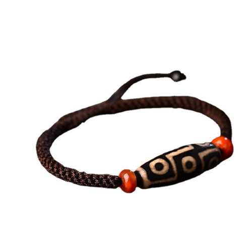 Tibetan Nine-Eye Dzi Prosperity String Bracelet
